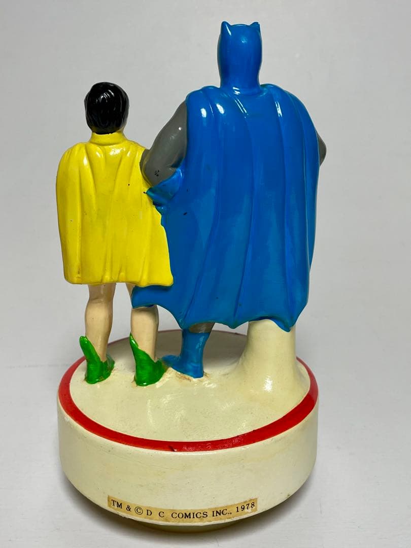 バットマンとロビン陶器製回転オルゴール箱付き　レア　レトロ　昭和　ビンテージ