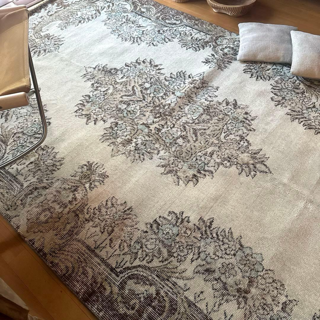 貴重超大判161.5×281ボタニカルメダリオン　トルコヴィンテージラグ