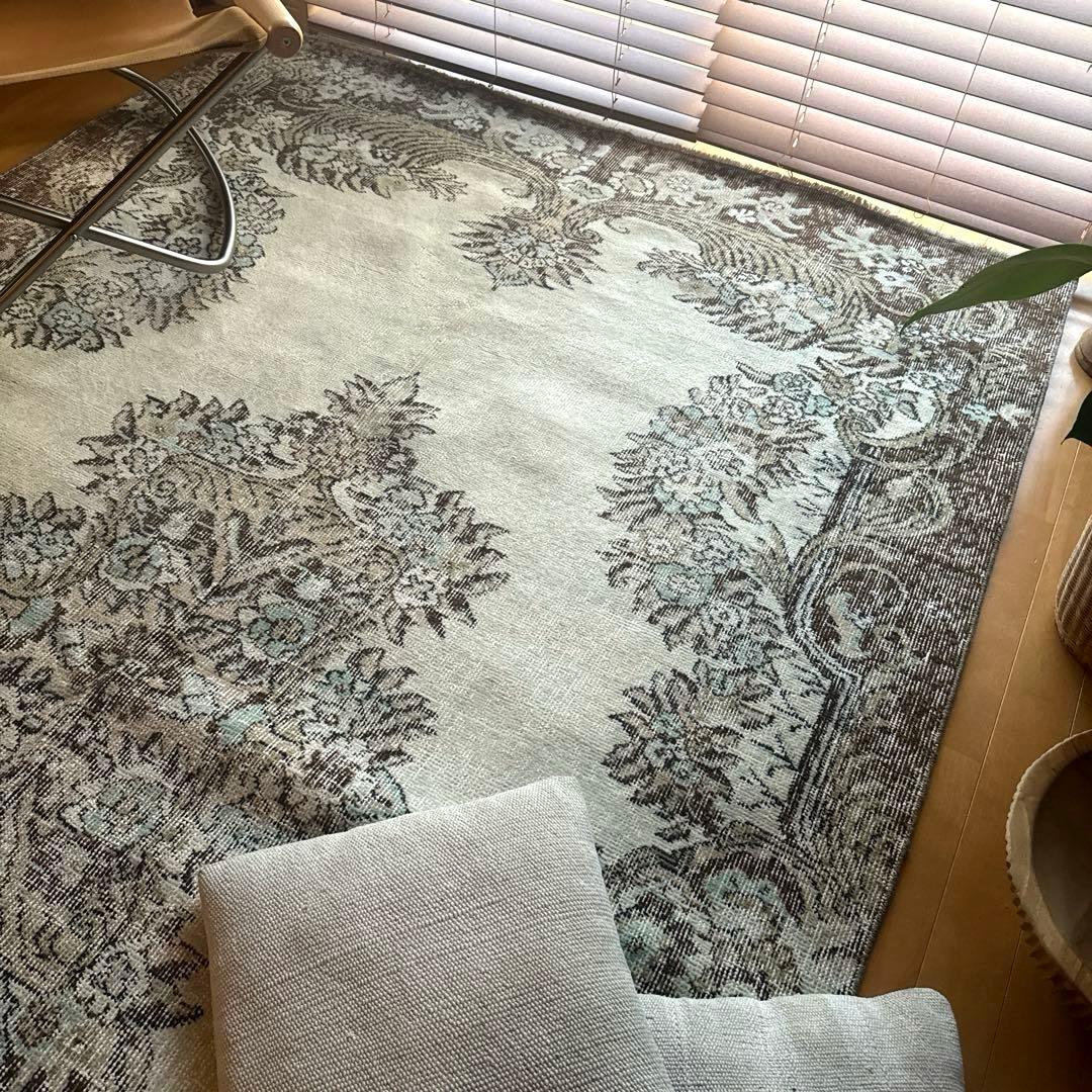貴重超大判161.5×281ボタニカルメダリオン　トルコヴィンテージラグ