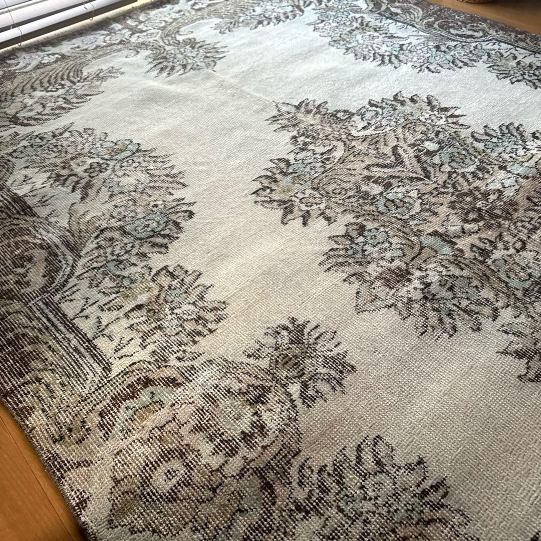 貴重超大判161.5×281ボタニカルメダリオン　トルコヴィンテージラグ