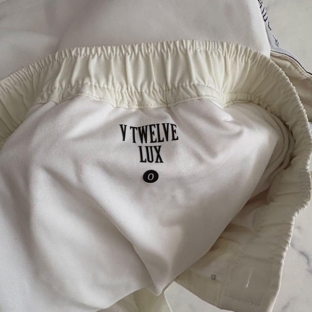 V12 LUX 中綿 23AW ダウン スカート 白 ゴルフ 防寒 ロゴ