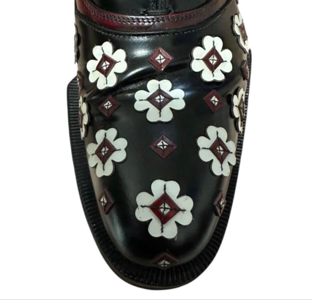 PRADA 花柄装飾 ローファー 黒