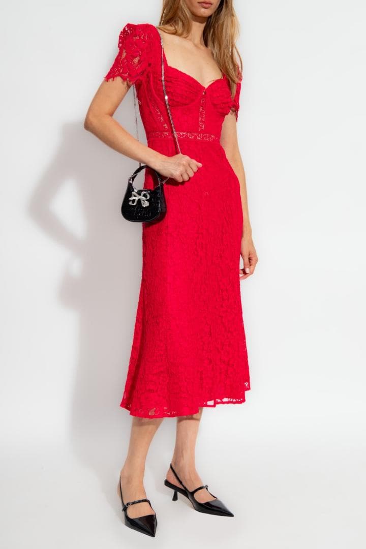 セルフポートレイト ワンピース レース 赤 UK8 未使用 Crepe