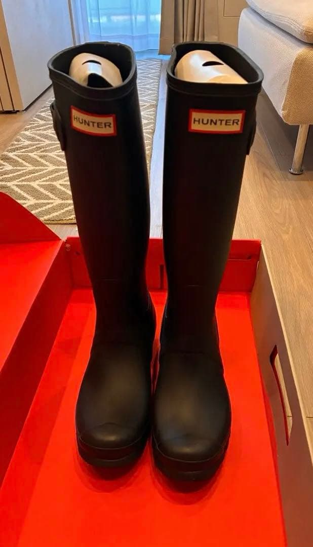 【未使用】HUNTER ブラック 長靴 バックル付き24cm UK5