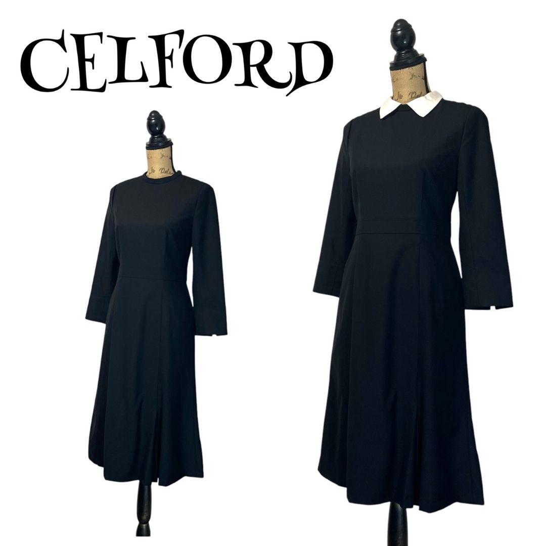 【2WAY】【38】CELFORD 白襟 Aライン ワンピース レディース