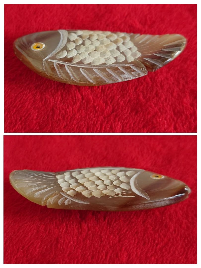 ヴィンテージ ブローチ 水牛 彫刻 魚 モチーフ E48＆198＆D95 3点