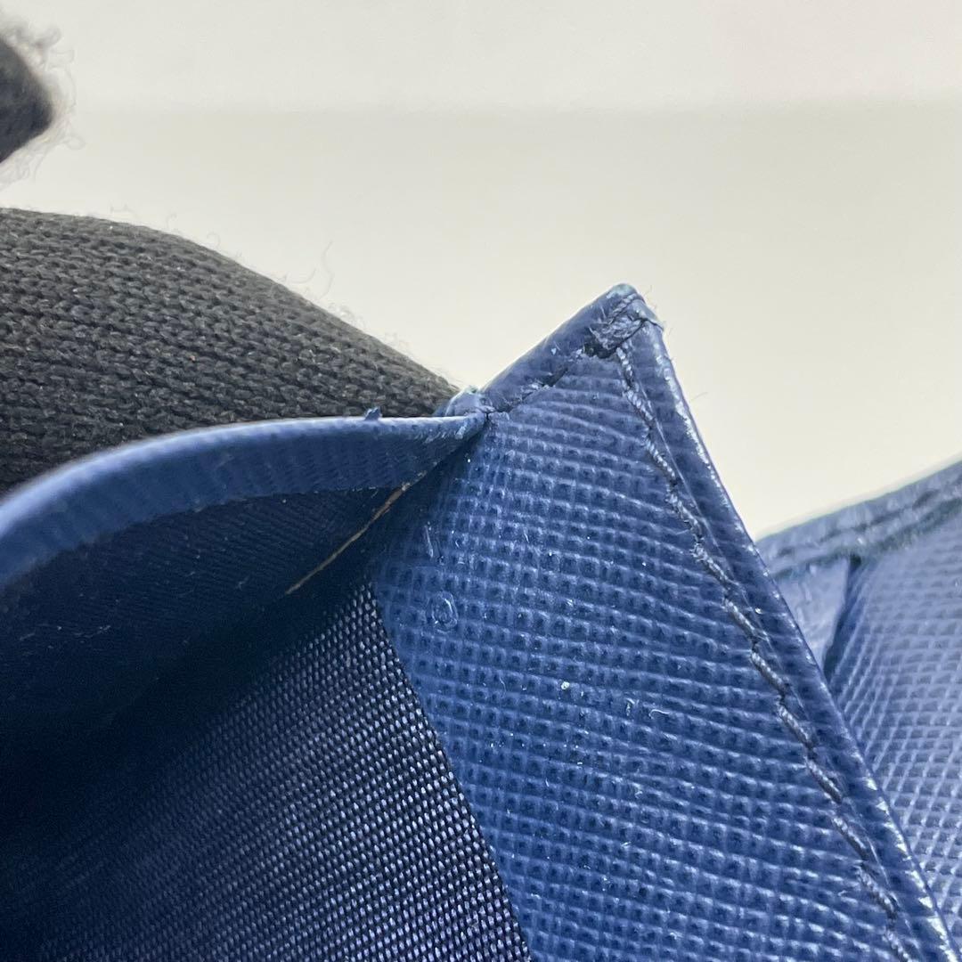 1837 PRADA プラダ 名刺入れ ブルー サフィアーノ レザー