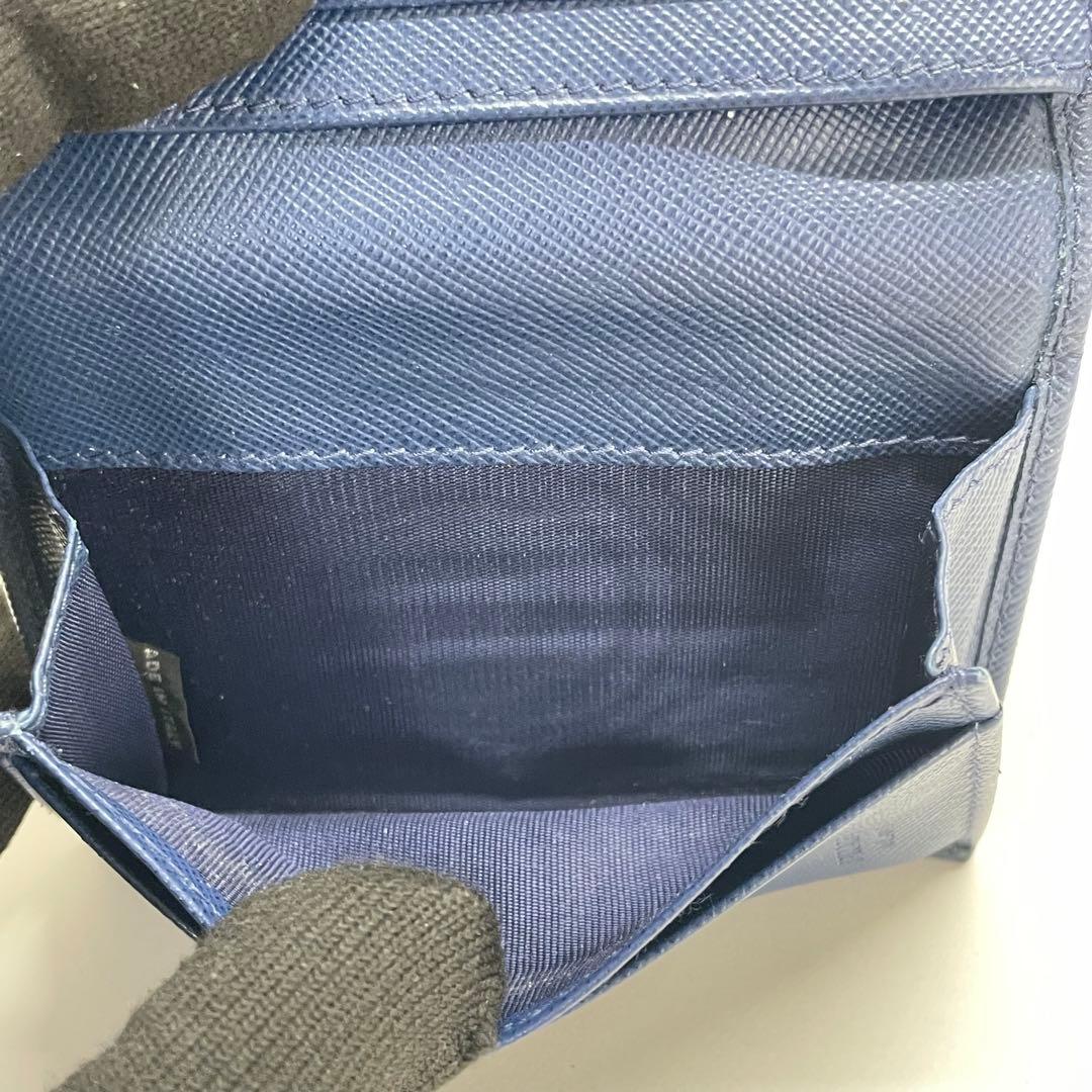 1837 PRADA プラダ 名刺入れ ブルー サフィアーノ レザー