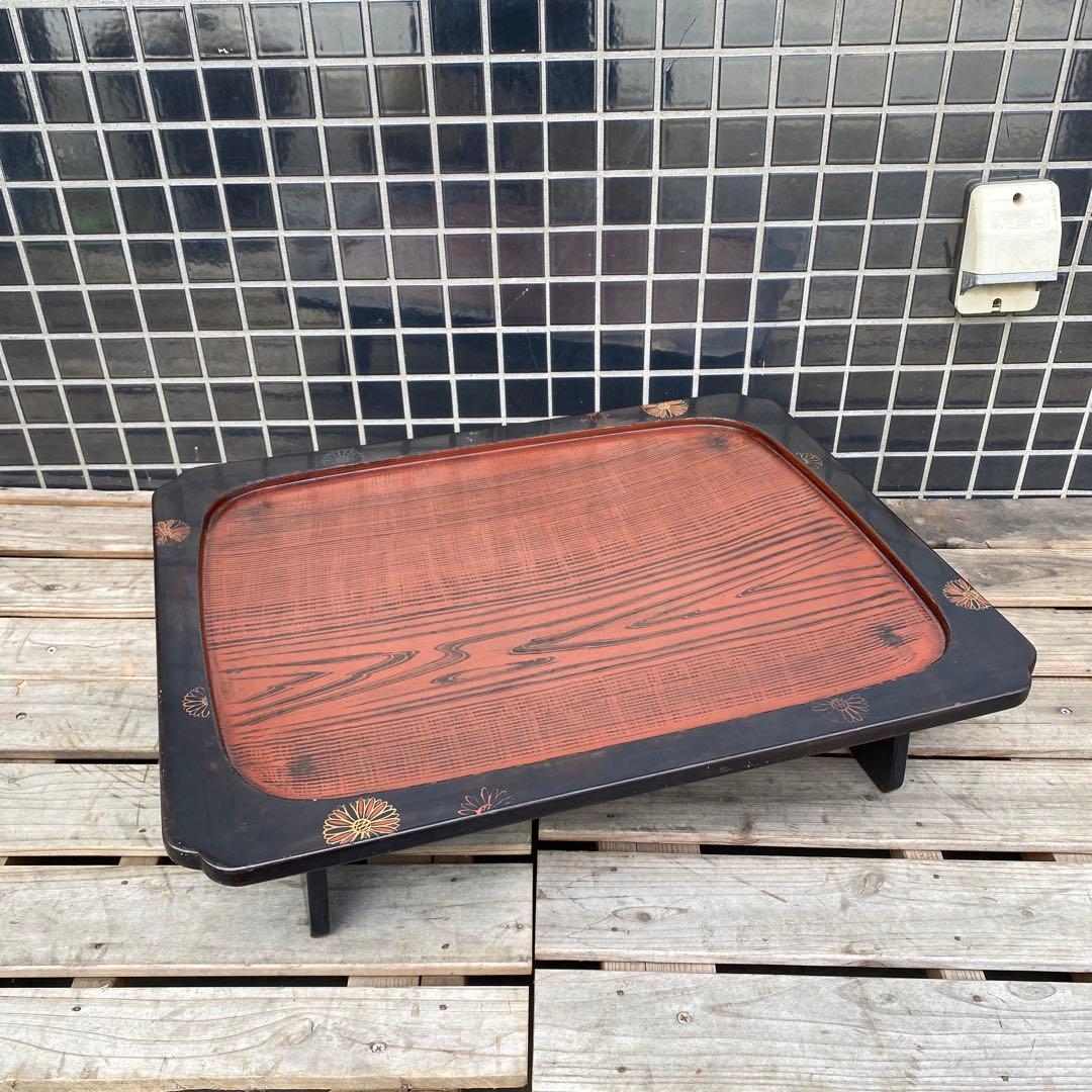 時代物 蒔絵 漆塗り 四つ脚会席膳 骨董品 テーブル 大正 アンティーク家具
