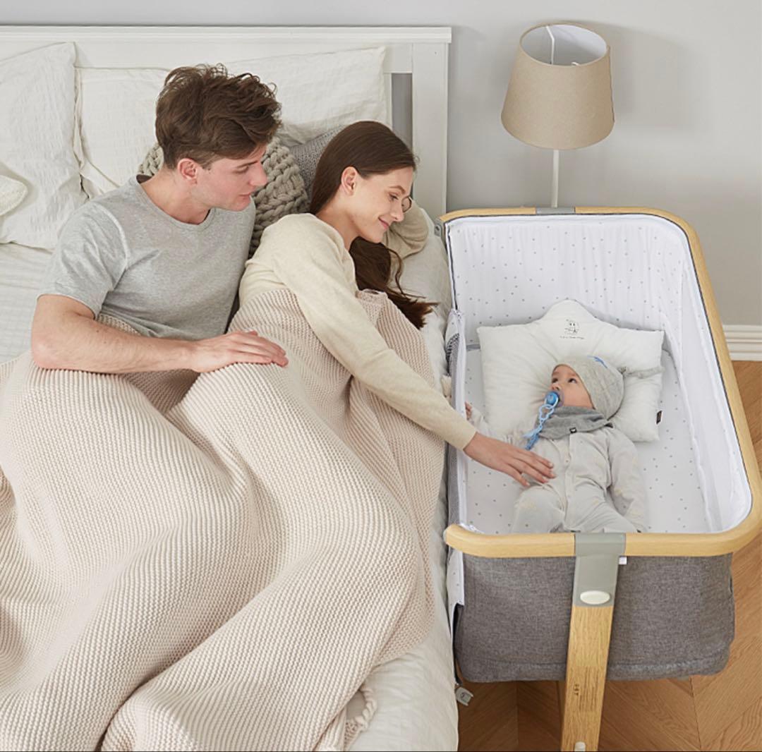 グレー 添い寝ベッド 揺れ機能付き