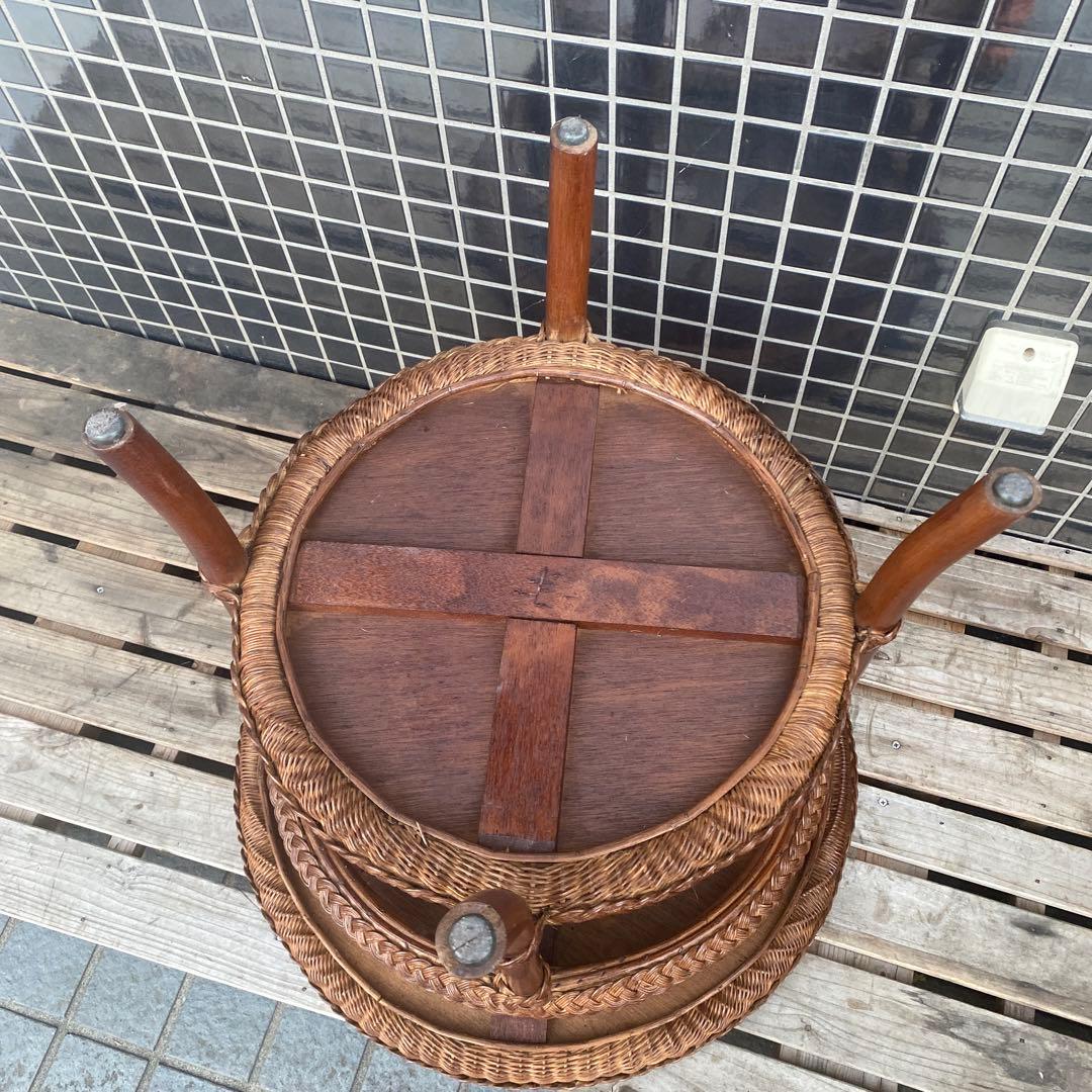 ラタン サイドテーブル ヴィンテージインテリア 籐 ナチュラル 美品