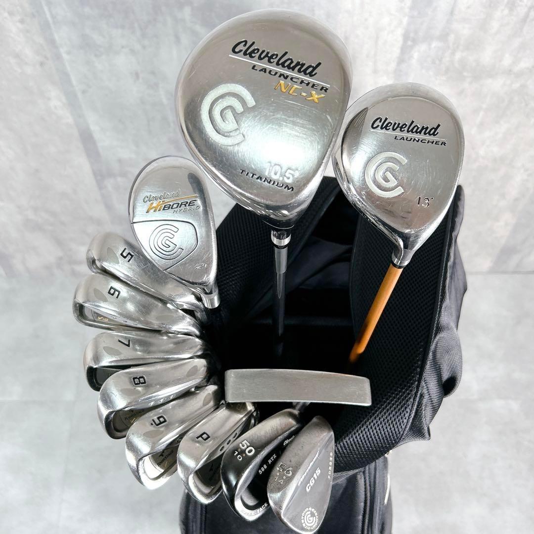 X931 クリーブランド 他 メンズ ゴルフ クラブ セット 13点 黒 赤