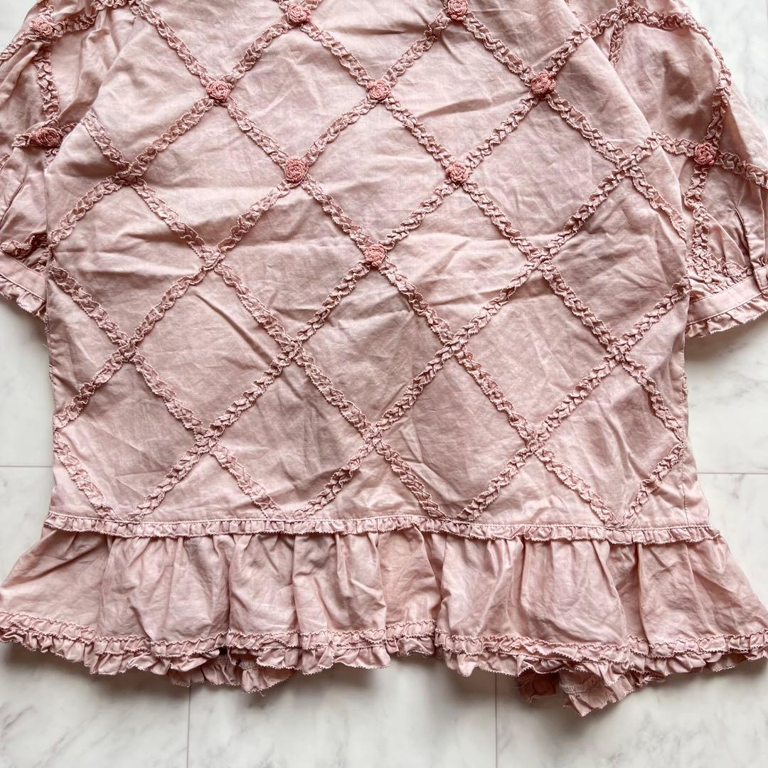 PINK HOUSE 羽織ブラウス　薔薇モチーフ　フリル　リボン　日本製