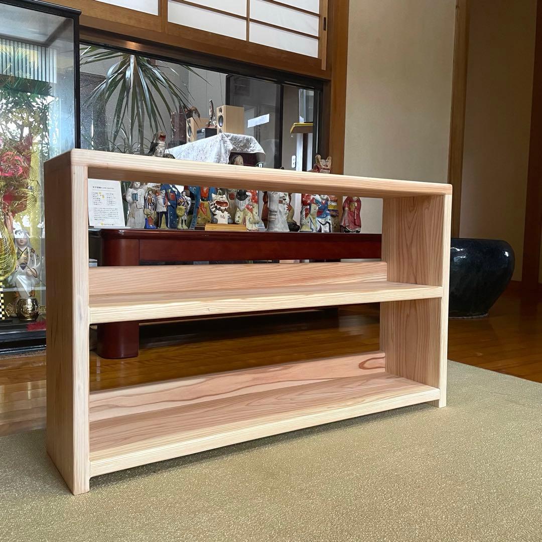 杉のハンドメイド 新作「角のない優しいシェルフ」無垢 収納 本棚 ラック