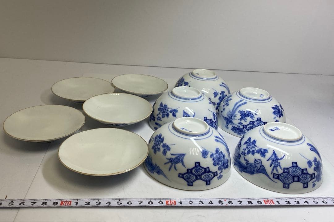 櫻井製　上手鳳凰図　蓋茶碗　5客　東さ8-0120②