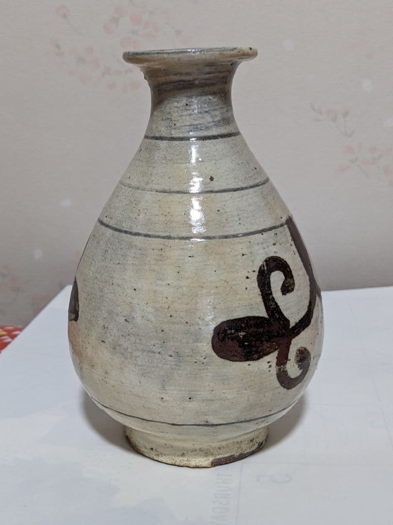 ♦朝鮮陶磁 鶏龍山 粉青沙器 鉄絵刷毛目徳利 酒器 置物飾り 古美術骨董品