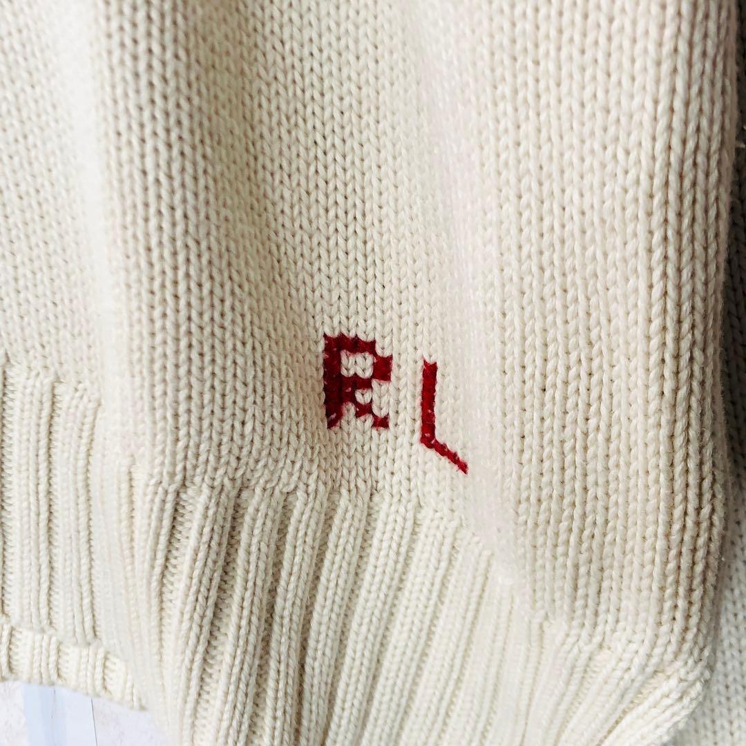 【超大人気】ラルフローレン ポロベア デカロゴ ニット セーター 白 Mサイズ