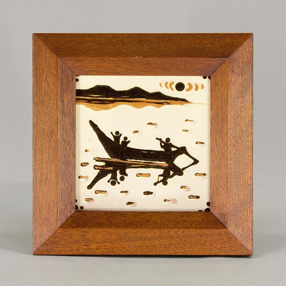 船木研児 陶板 ① 額装 船の図 船木伸児 識箱 民芸 レトロ