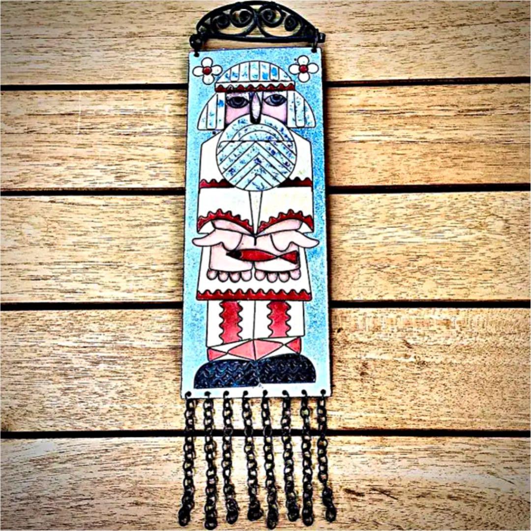 1974年 ロシア（ソ連）モスクワ製造 銅板七宝 タペストリー（漁師と魚の物語）