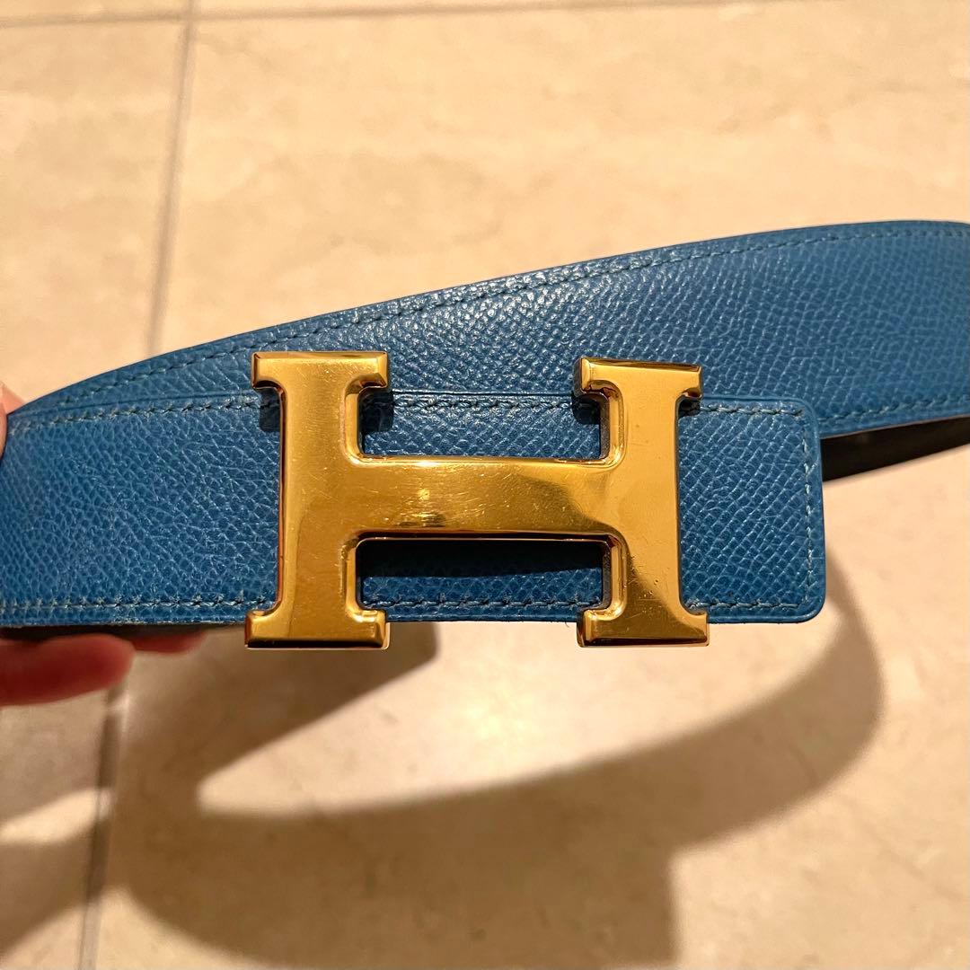 HERMES コンスタンス ブルーレザー ベルト