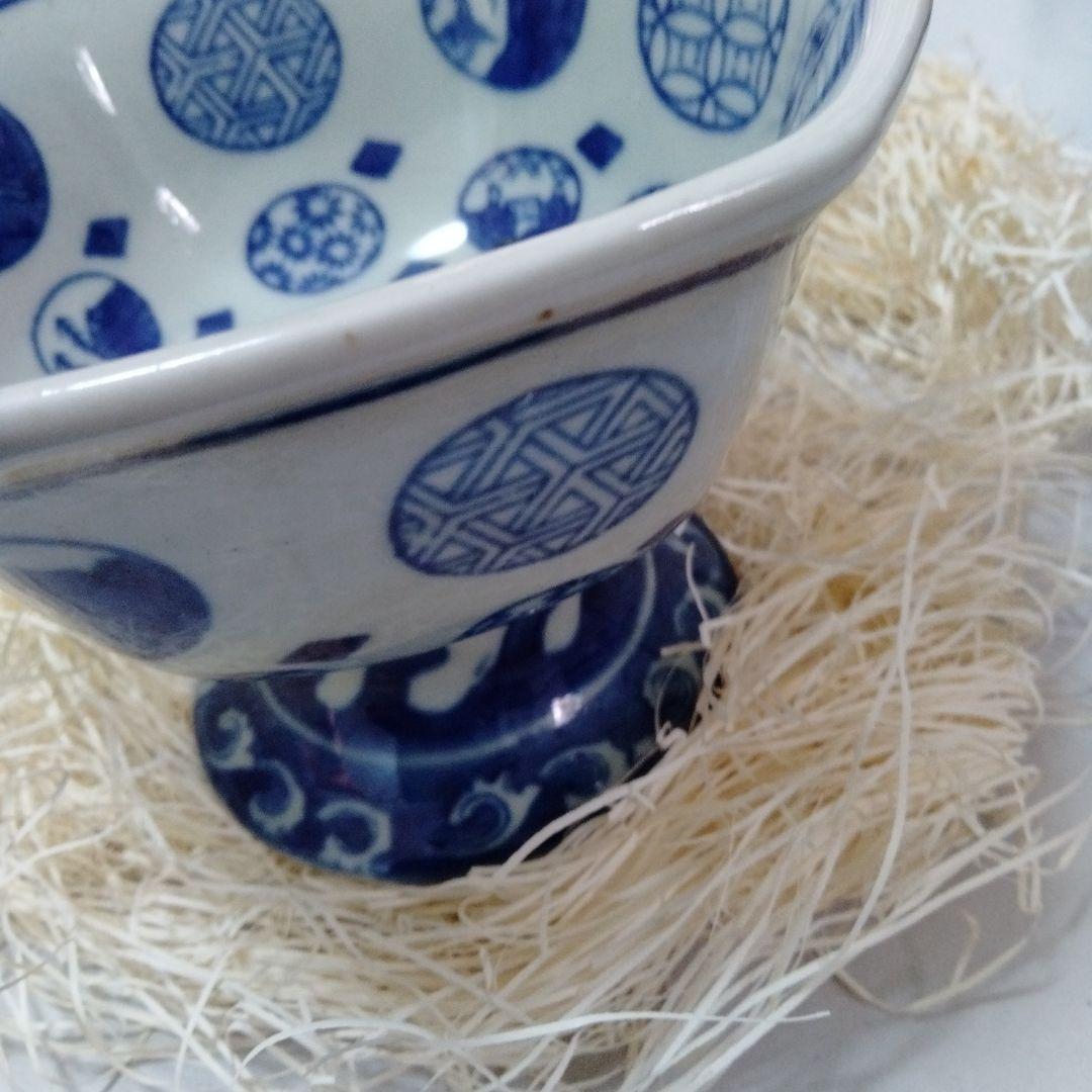 盃洗 染付 手鞠 インテリア 戦前 アンティーク 陶器