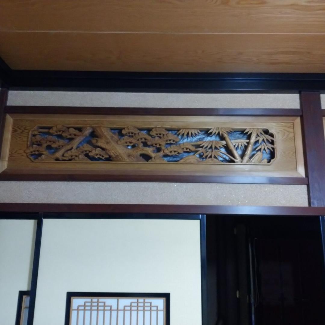 松竹梅欄間 らんま１対 彫刻2枚日本家屋和風伝統工芸品縁起物
