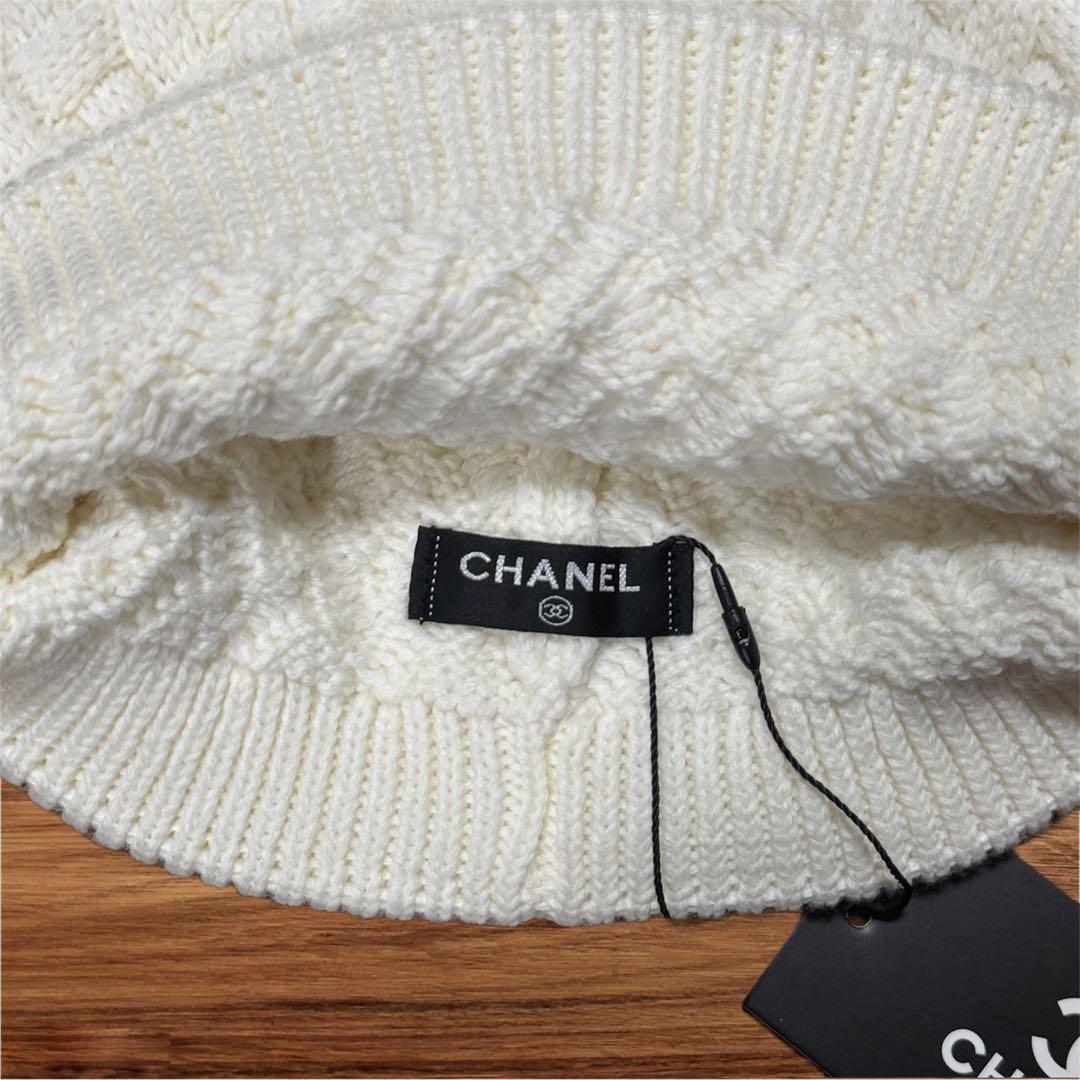 CCロゴ ニット帽 ホワイト編み込み