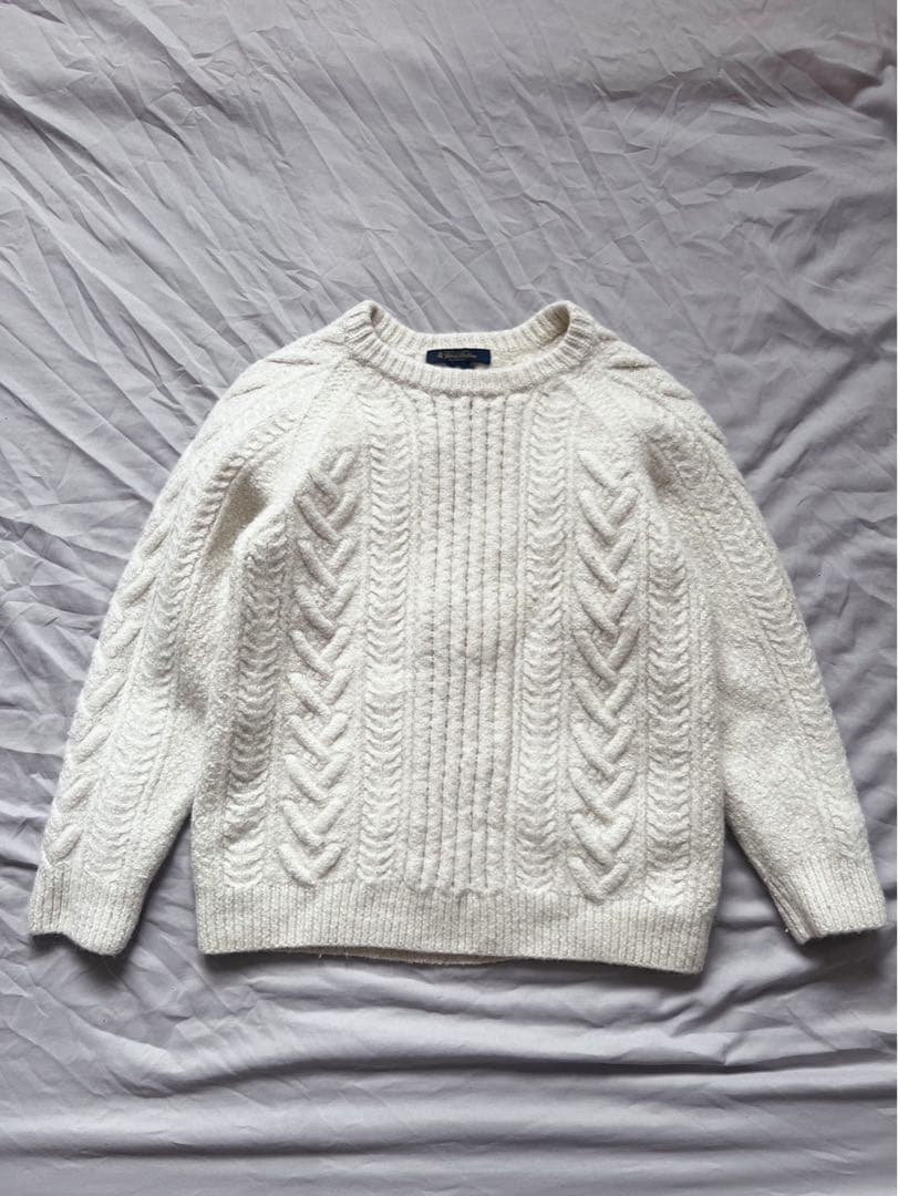 Brooks Brothers ケーブルニットセーター M ホワイト　アンゴラ