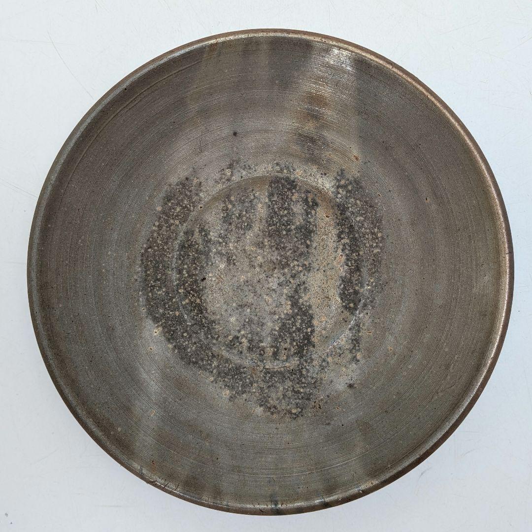 窯元松園 備前焼 金彩窯変皿 共箱 和食器 中皿 金襷 日本料理 レア 希少