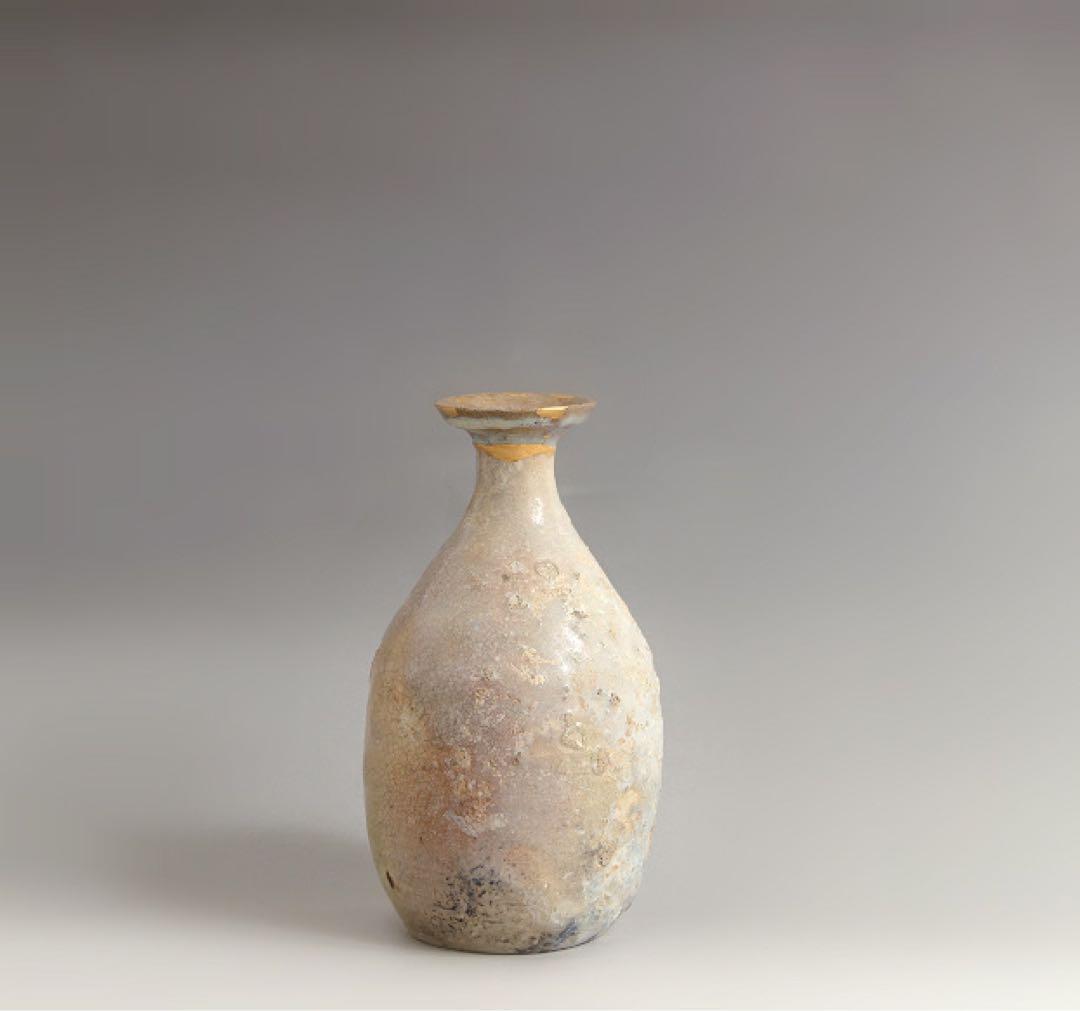 無地志野織部 美濃灰釉 窯変 徳利 酒器 古瀬戸 古美濃 古美術 古道具