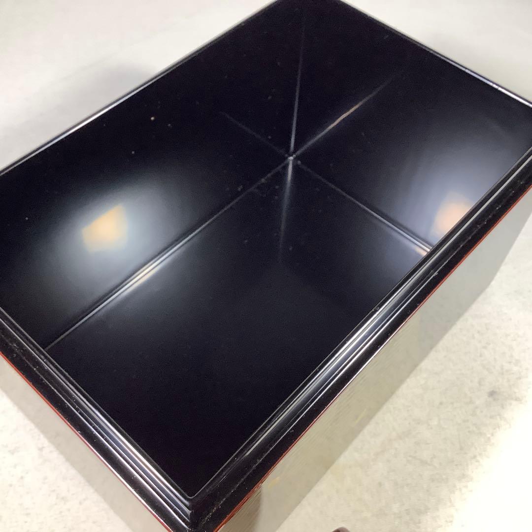 本漆手塗　松笠松葉蒔絵　利休箱　木製溜塗　仁清扇面　手塚桐鳳