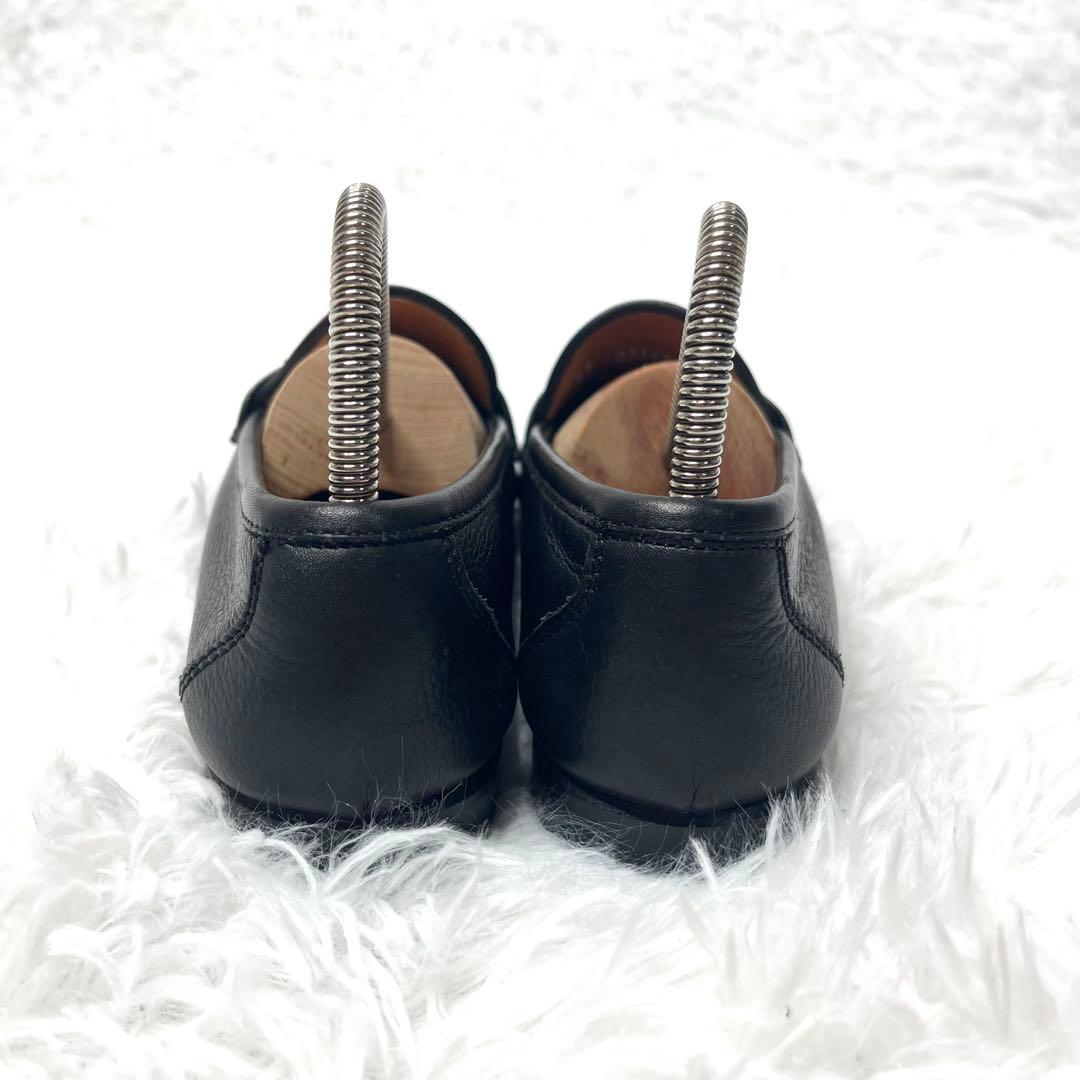 【美品】 フェラガモ ガンチーニ ビットローファー 24.0cm シボ加工 黒