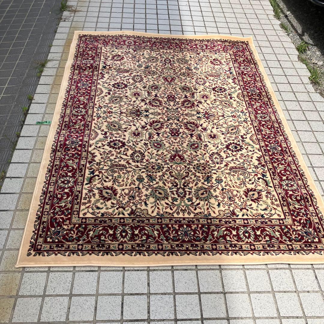 昭和レトロ アラベスク模様 花柄 ペルシャ絨毯 大型絨毯 カーペット ラグ