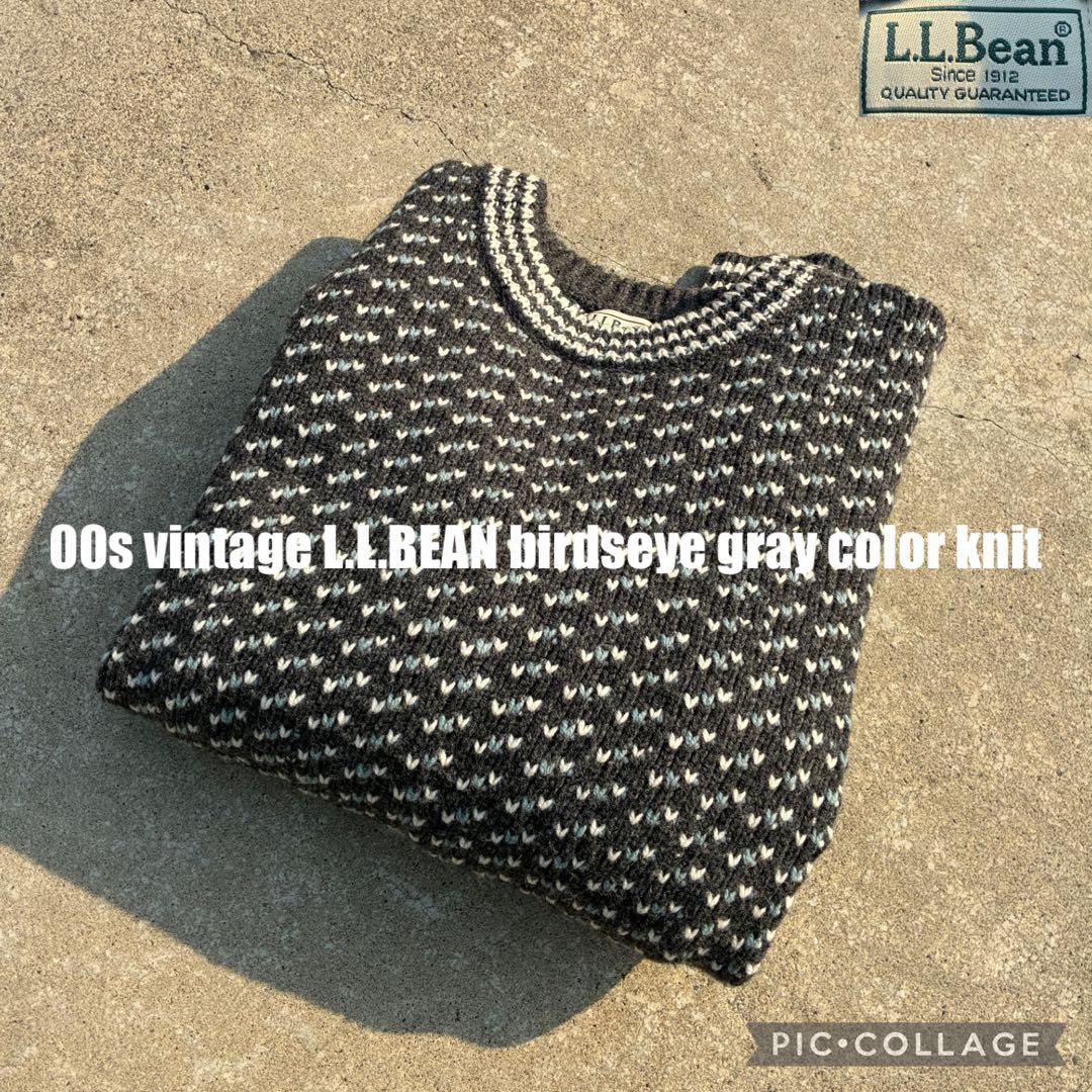 トップス 00s L.L.BEAN birds eye gray color knit