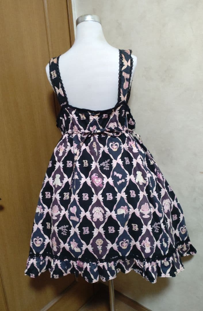 難アリ！BABY♡うさくみゃちゃんのおしゃれスゥイート柄ベビードールJSK♡黒