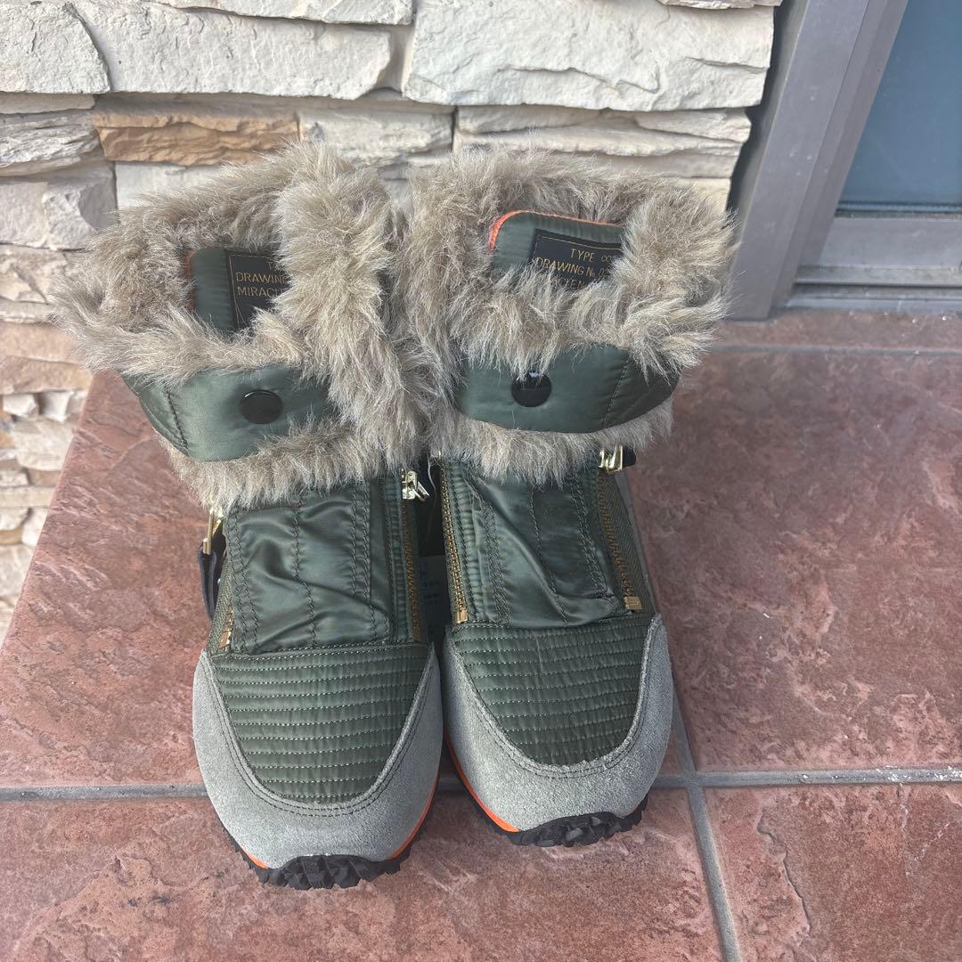 KAPITALファー付きオリーブグリーンブーツ