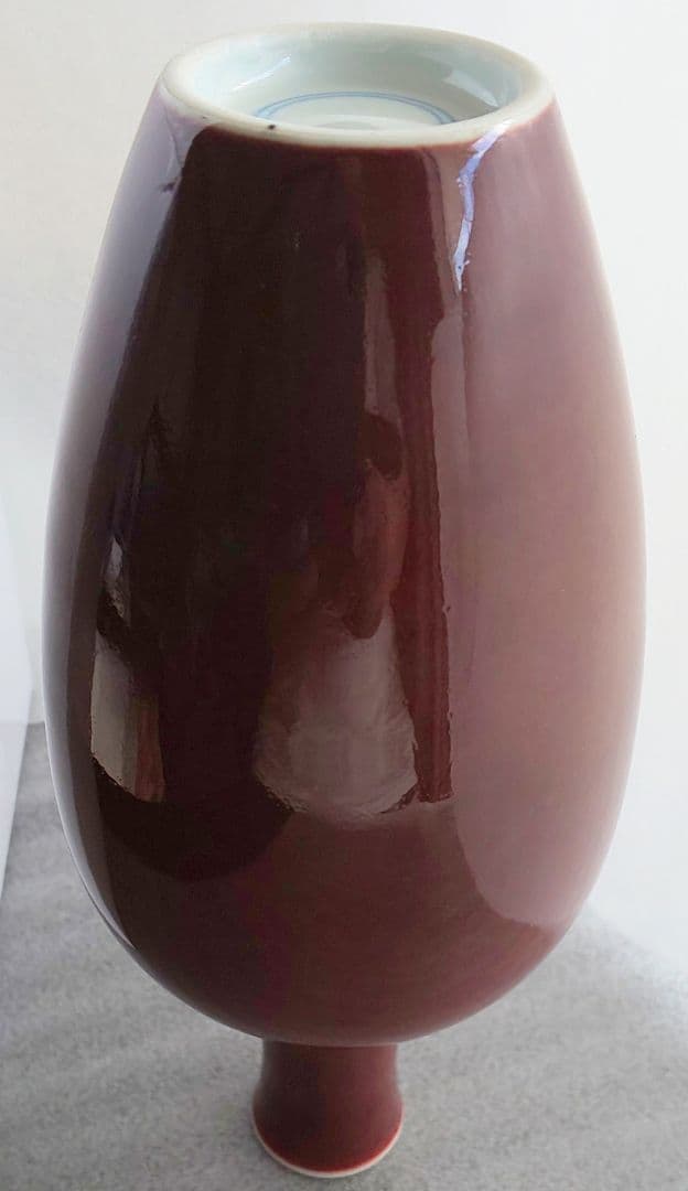 中国美術 清乾隆 紅釉直径瓶 紅釉長頸瓶 辰砂花瓶