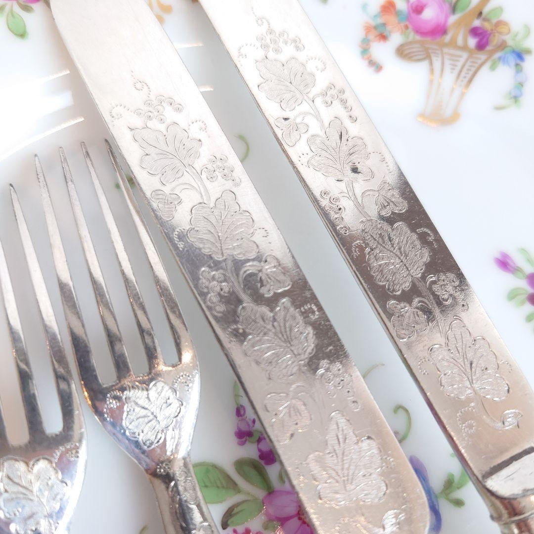 訳あり　白蝶貝　カトラリー　ナイフ　フォーク　マザーオブパール　アンティーク