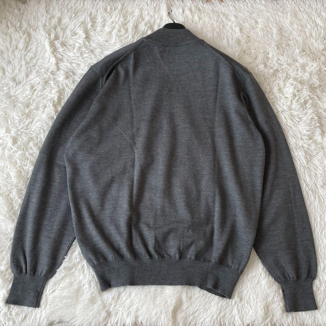 グランサッソ ウール100% モックネック 12G セーター L グレー 伊製