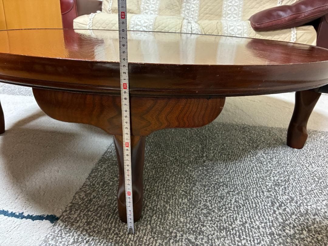 040 座卓・ちゃぶ台 円形/木製/ダークブラウン/古家具