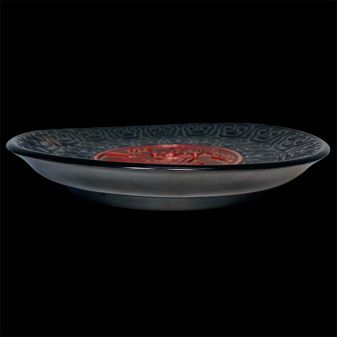 中国古玩 倶利堆朱盆 丸盆 漆器 漆芸 骨董品 時代品 美術品