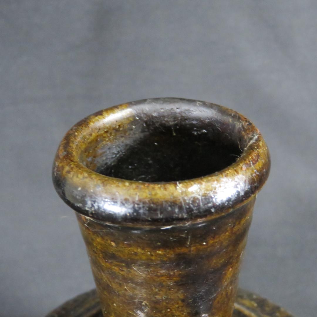 相馬 壺 徳利 花器 一輪挿し 民藝 時代物 窯傷 美品 鉄釉 跳び鉋