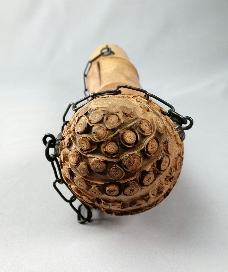 【茶事具】宗泰作　大徳寺紫野與雲和尚在判　銘 恵比寿　竹釣船花入れ　花入れ218