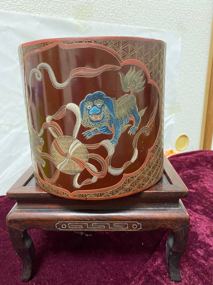 筆筒 文房用品 中国 唐物 漆器 書道 清朝