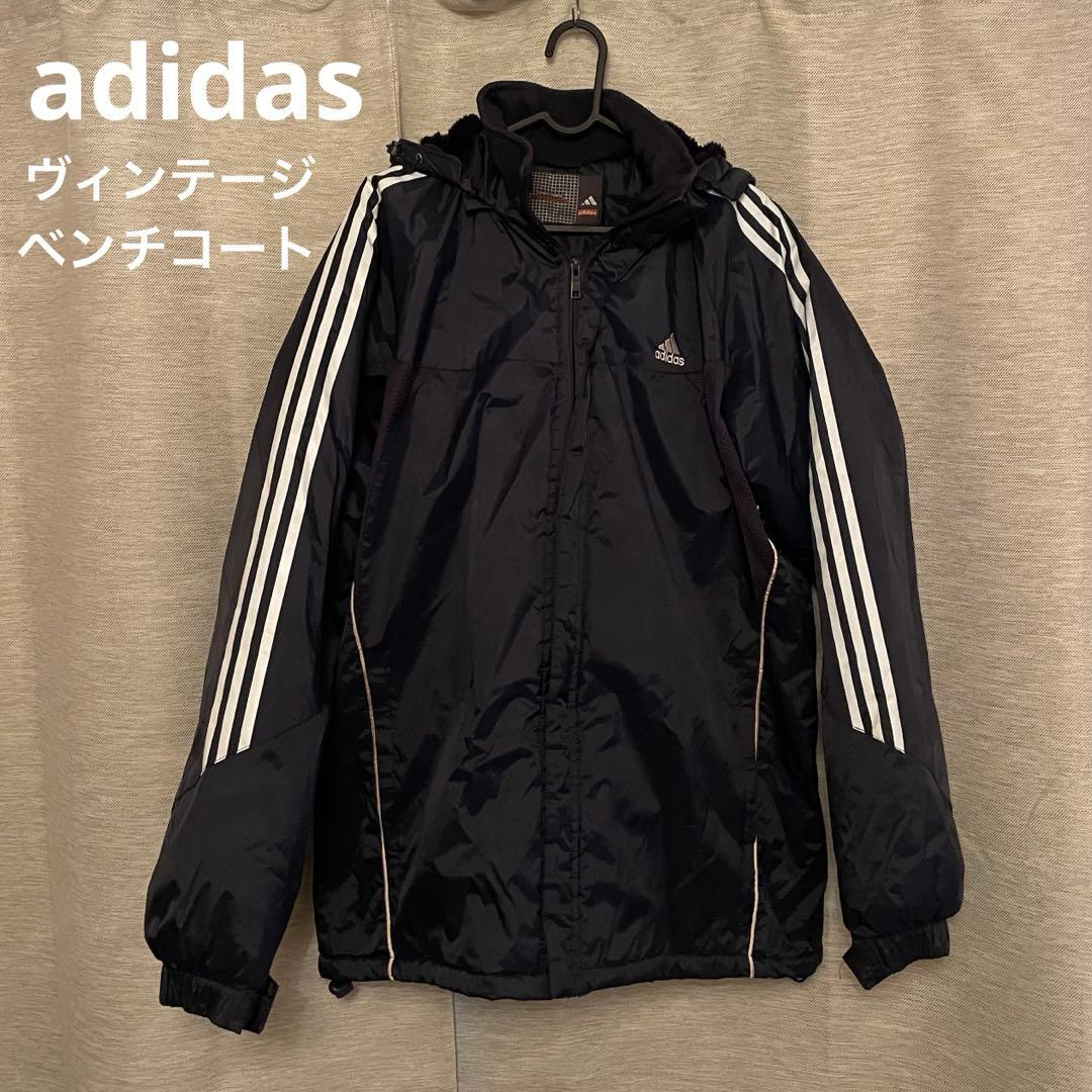 ヴィンテージ　adidas ベンチコート　裏ボア　ドカジャン　レトロ　激レア