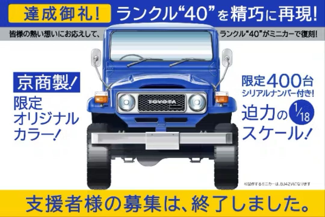 ランドクルーザー40 1/18 トヨタ ミニカー 400台限定 クラファン 貴重