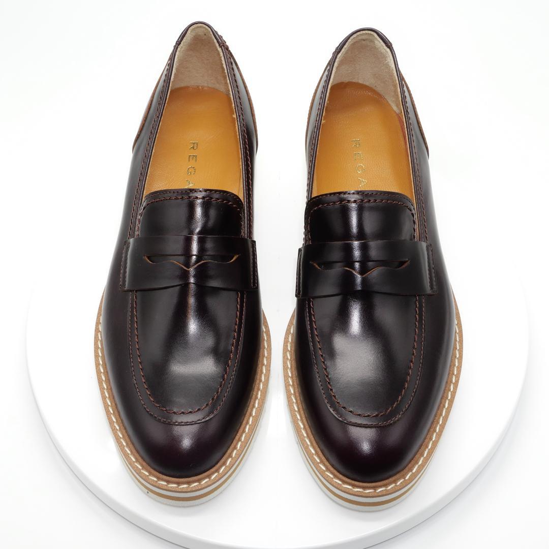 22.5　REGAL　リーガル　シューズ　厚底ローファー　ボルドー