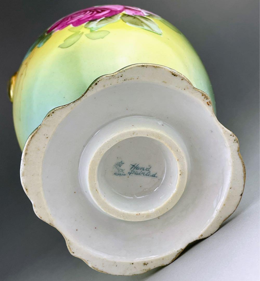 オールドノリタケ 22.1㎝ 薔薇文花瓶 金彩 バラ図　ばら 金彩 花器 花瓶