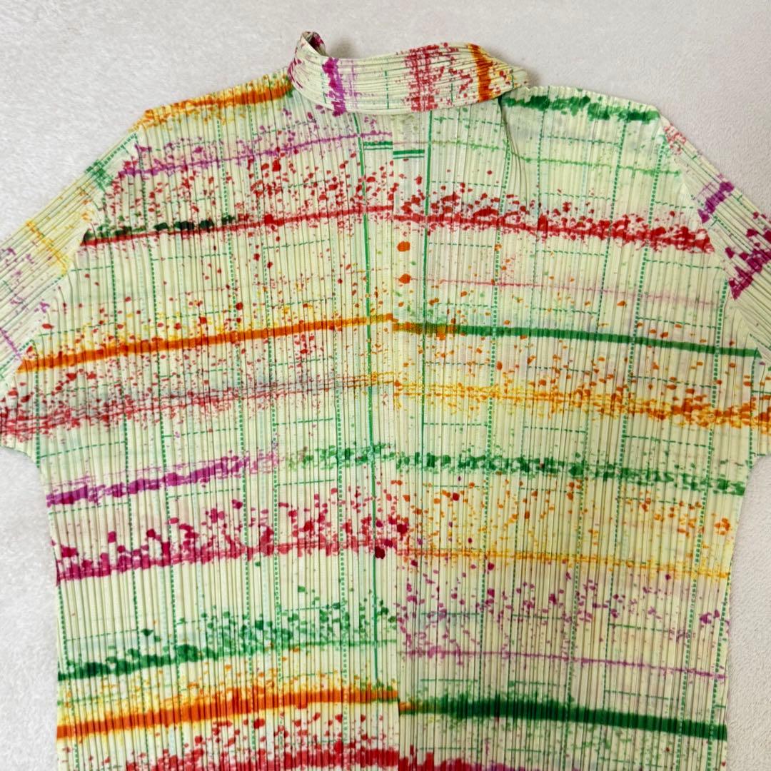 極美品✨PLEATS PLEASE プリーツ　シャツ　マルチカラー　長袖