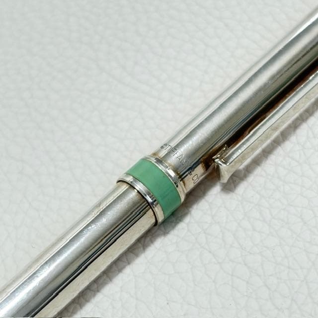 美品★ティファニー シルバー925 純銀製 ボールペン インク無 ブルーの帯！
